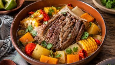 Говяжья грудинка по-латиноамерикански с картофелем, тыквой и кукурузой